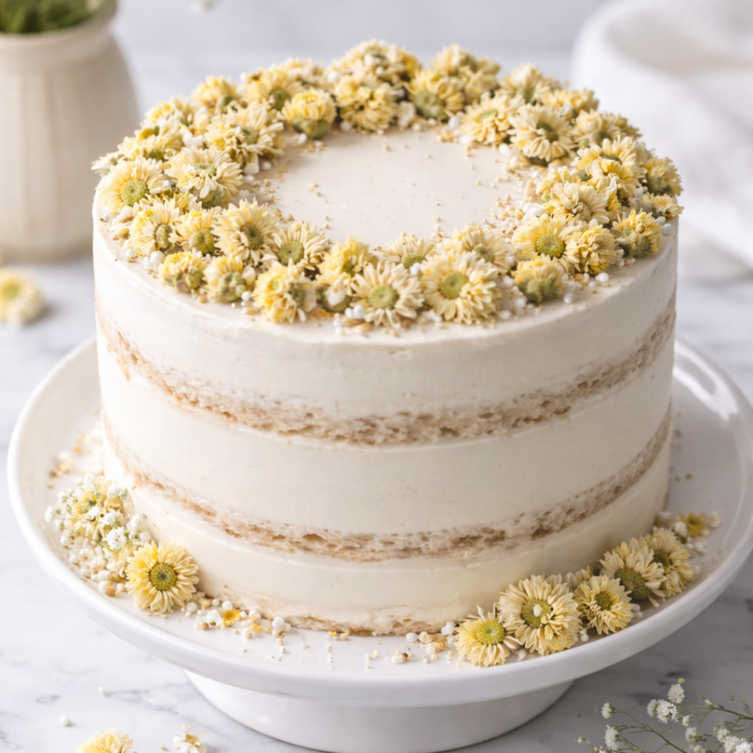 Hochzeitstorte mit echten Blumen