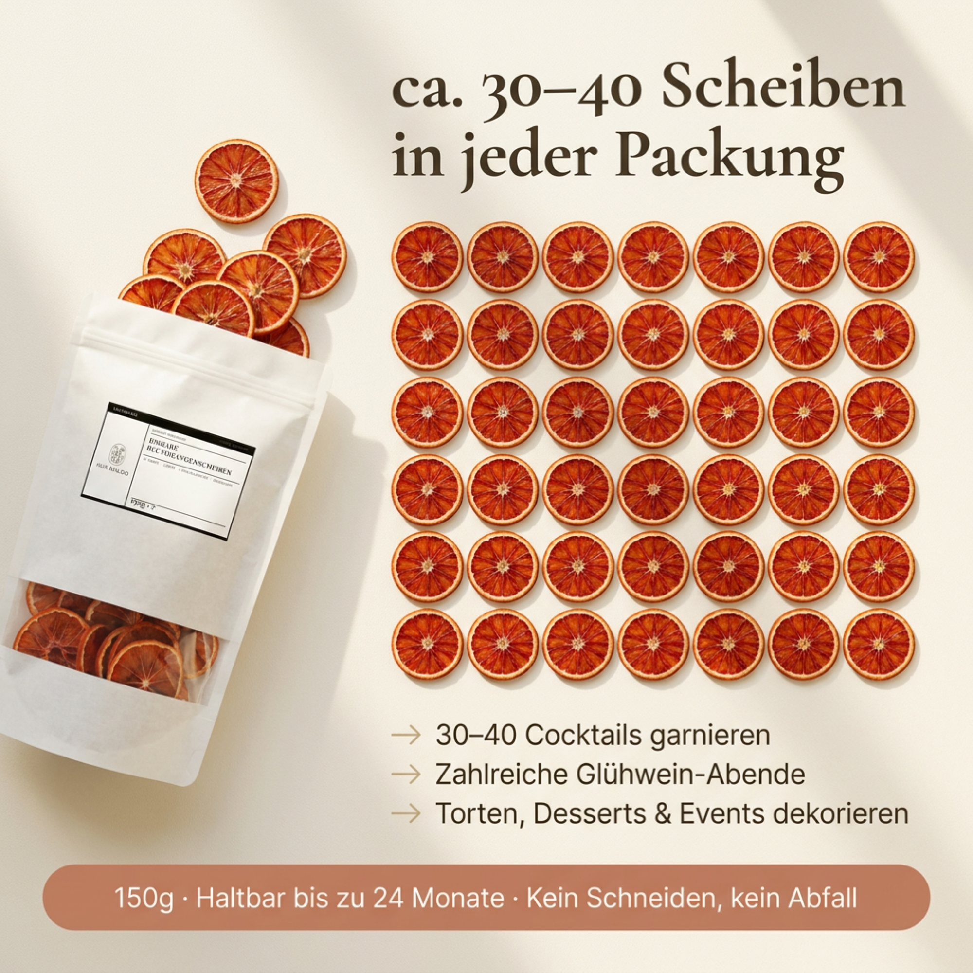 Essbare Blutorangenscheiben