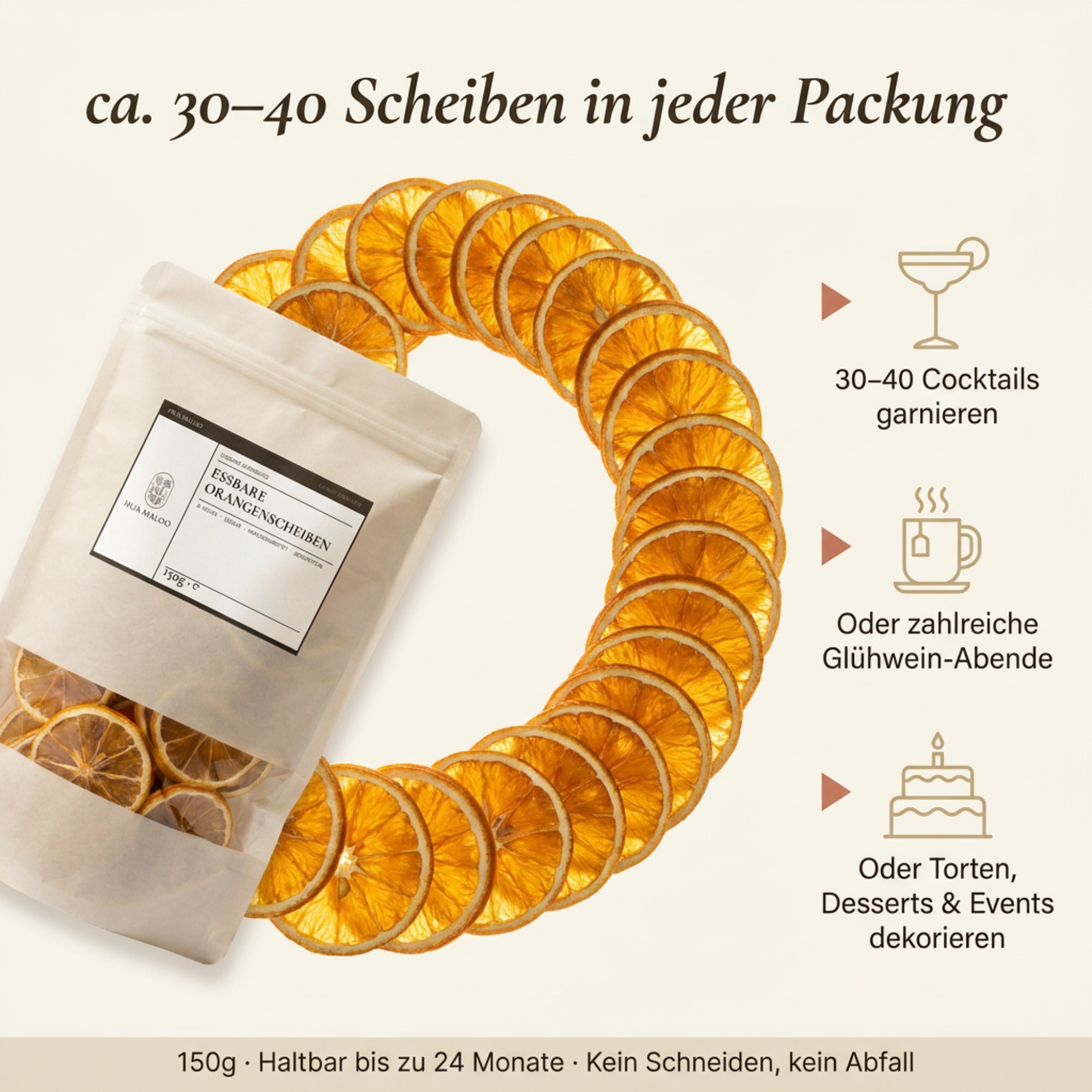 Essbare Orangenscheiben