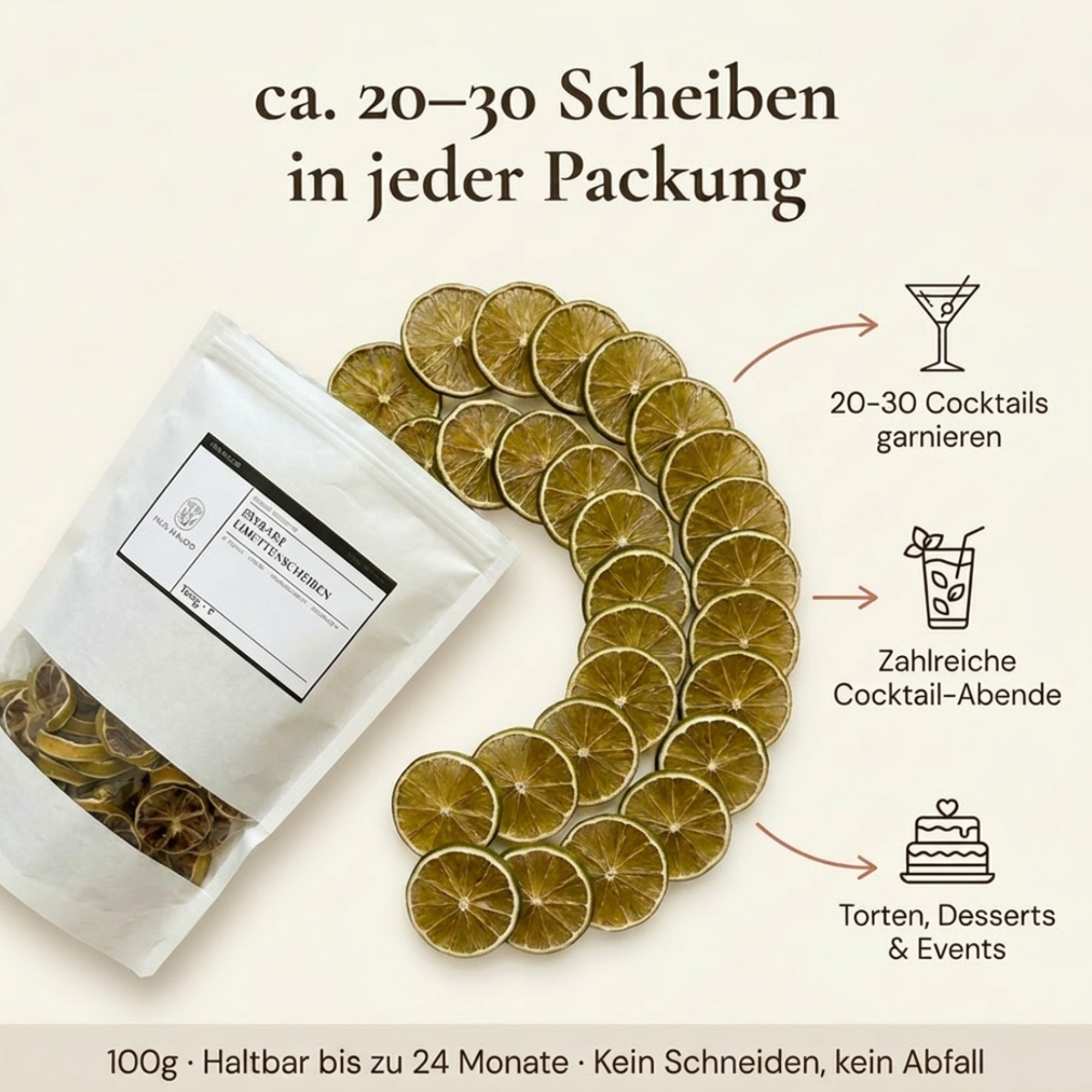 Essbare Limettenscheiben