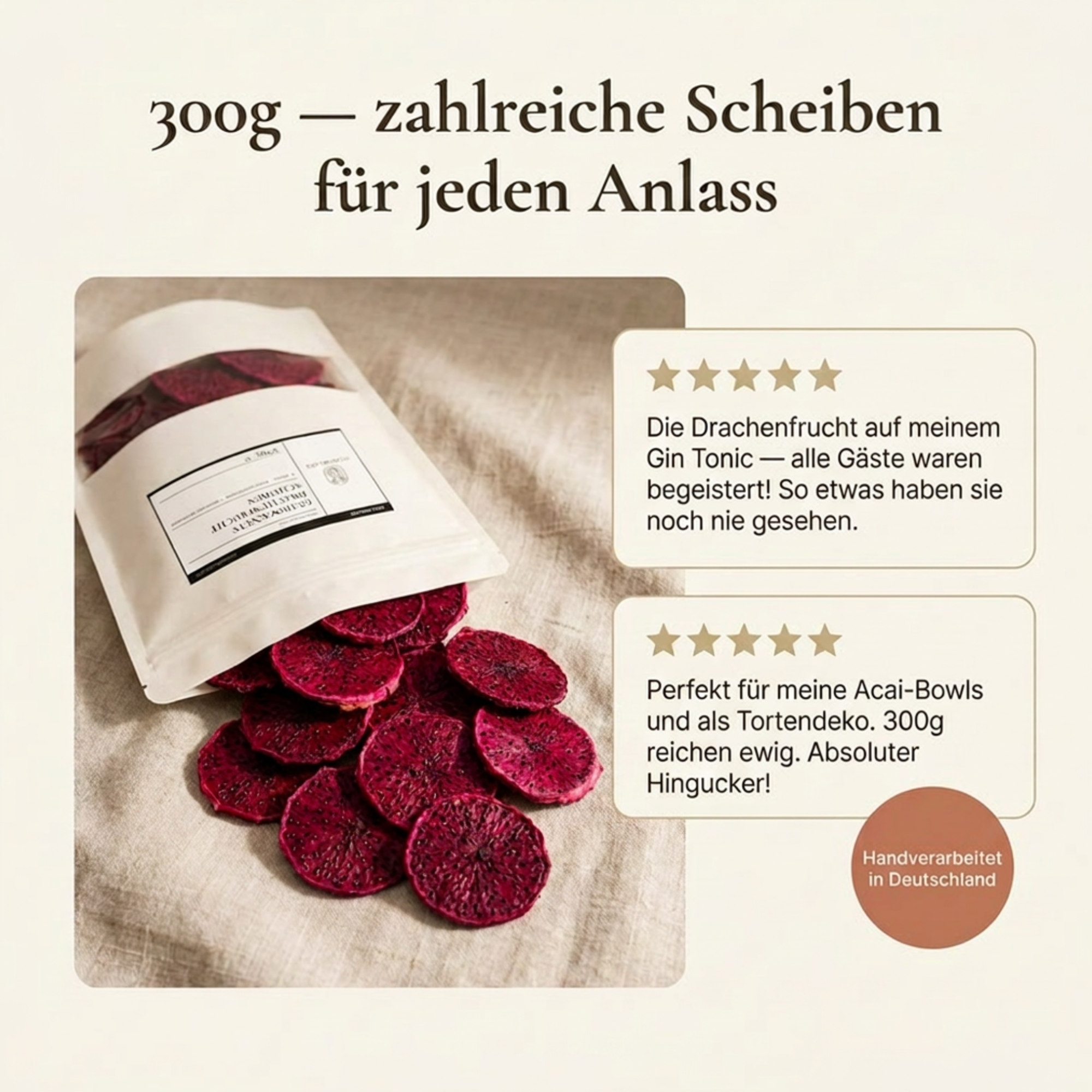 Essbare Drachenfruchtscheiben